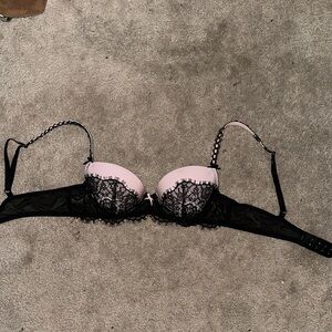 Victoria's Secret Black and Pink Lace Bra